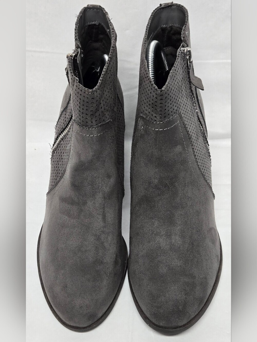 Bass Christina Brown 11M Ankle Boots Zipper Chunky Heel